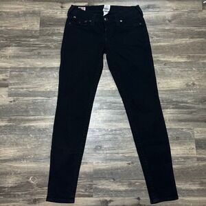 True Religion Black Skinny Jeans Womens 28 Flap Pocket USA Made Classic
